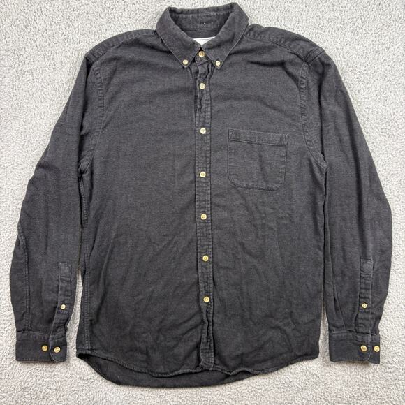 Portuguese Flannel Shirt Mens Large Gray Long Sleeve Button Down Pocket - Picture 1 of 13